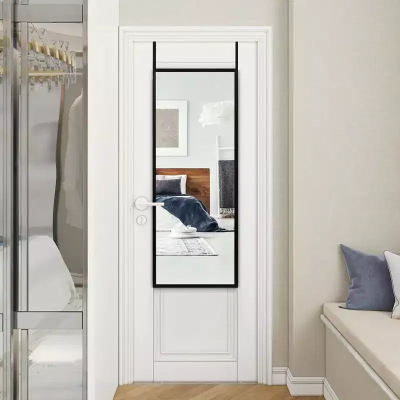 Costway Door Wall Mounted Mirror Full Length Hanging Mirror Bedroom Bathroom Coffee\Black