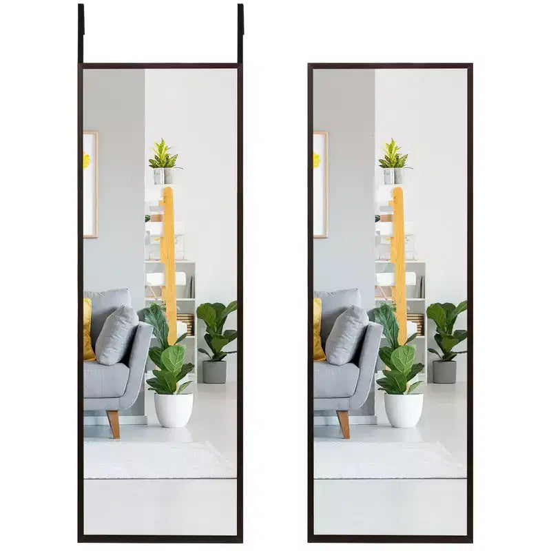 Costway Door Wall Mounted Mirror Full Length Hanging Mirror Bedroom Bathroom Coffee\Black