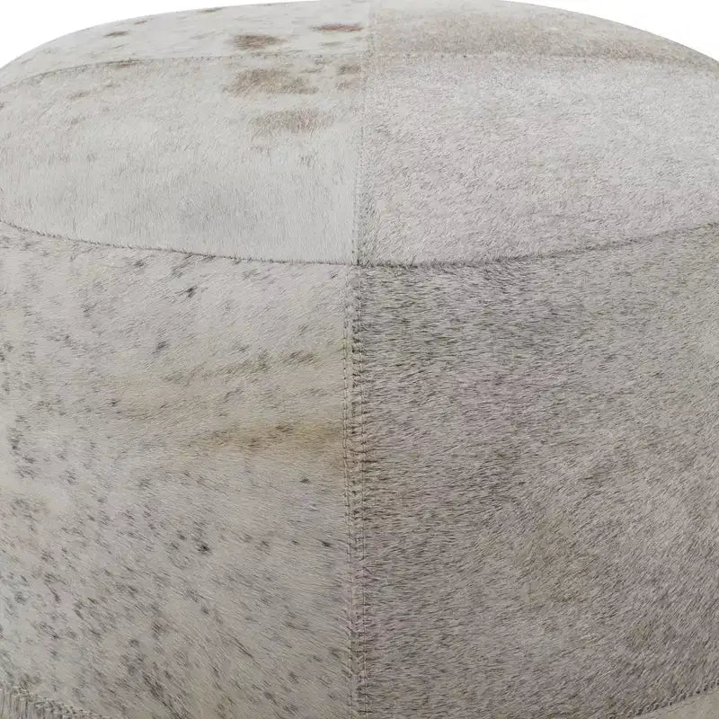 Contemporary Round Cowhide Leather Stool Ottoman - Olivia & May