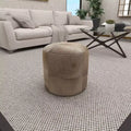 Contemporary Round Cowhide Leather Stool Ottoman - Olivia & May