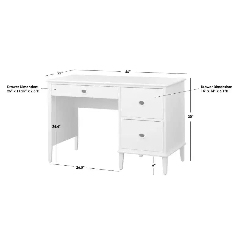 Buylateral Jamie 3 Drawers Student Writing Desk