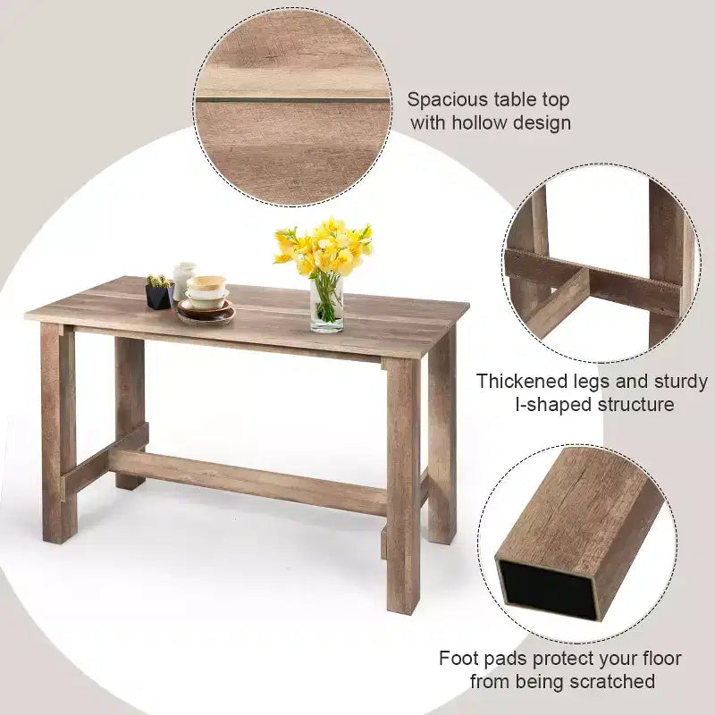 Costway Dining Table Counter Height Rectangular Kitchen Living Room