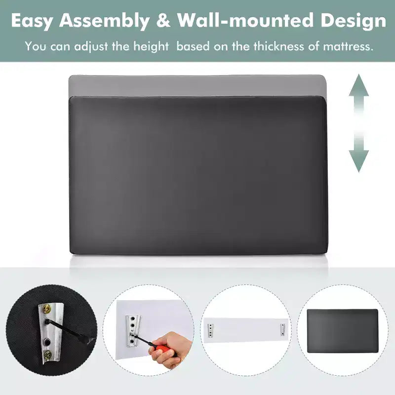 Costway Twin Wall-mounted Headboard Linen Fabric Upholstered Padded Easy Assembly