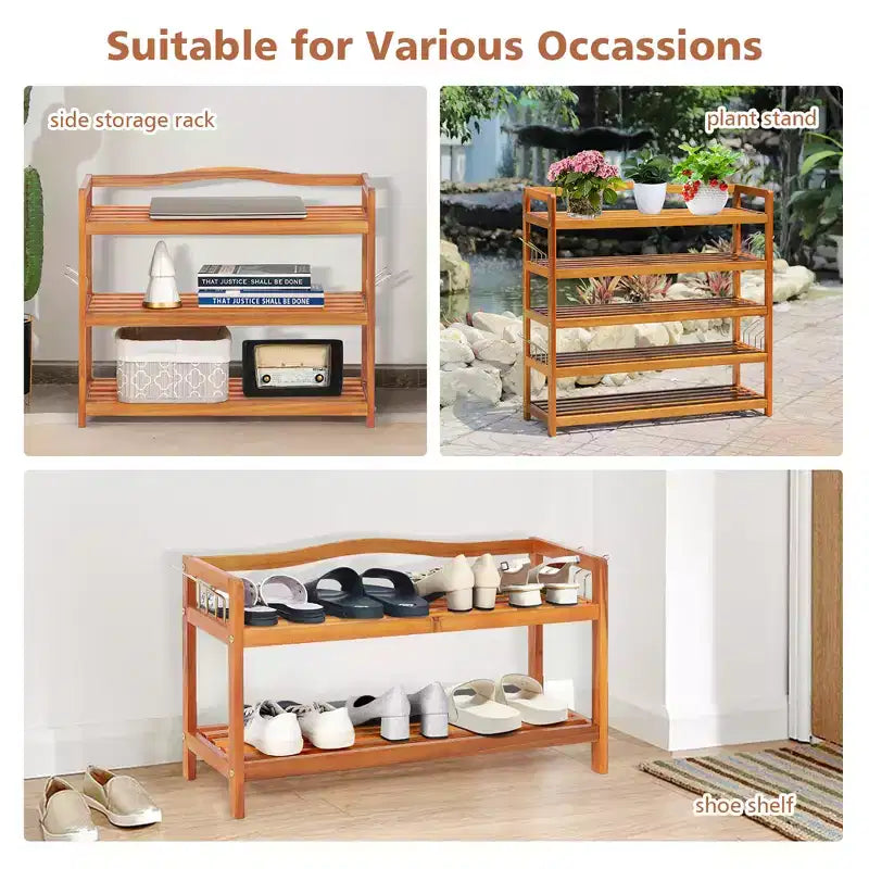 Costway 5-Tier Wood Shoe Rack Freestanding Large Shoe Storage Organizer Heavy-duty