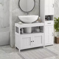 kleankin Pedestal Under Sink Cabinet with Double Doors, Modern Bathroom Vanity Storage Unit with Shelves, White