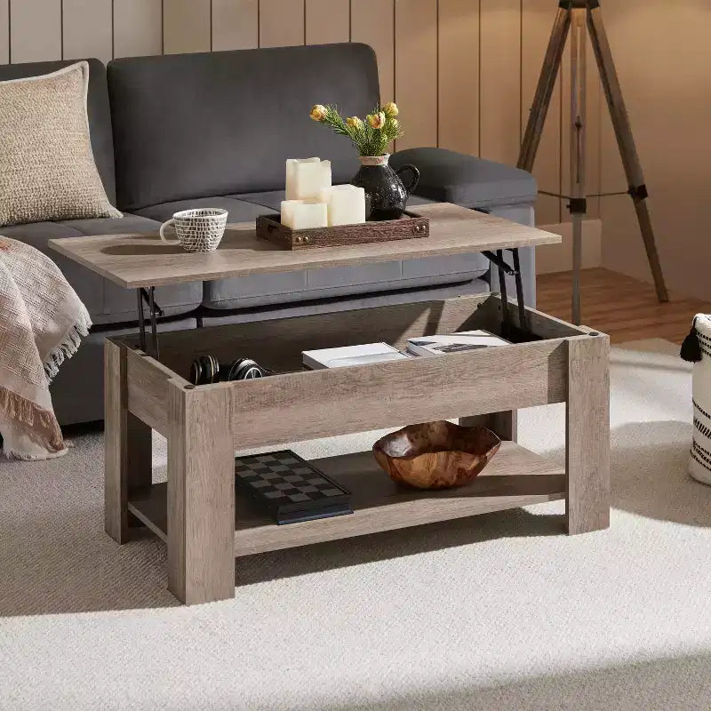 Yaheetech Modern Lift Top Vintage Coffee Table Accent Table w/Hidden Compartment & Storage For Home, Living Room, Reception Room, Office