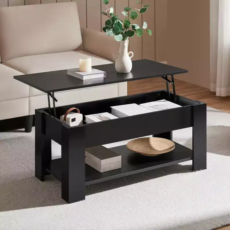 Yaheetech Modern Lift Top Vintage Coffee Table Accent Table w/Hidden Compartment & Storage For Home, Living Room, Reception Room, Office