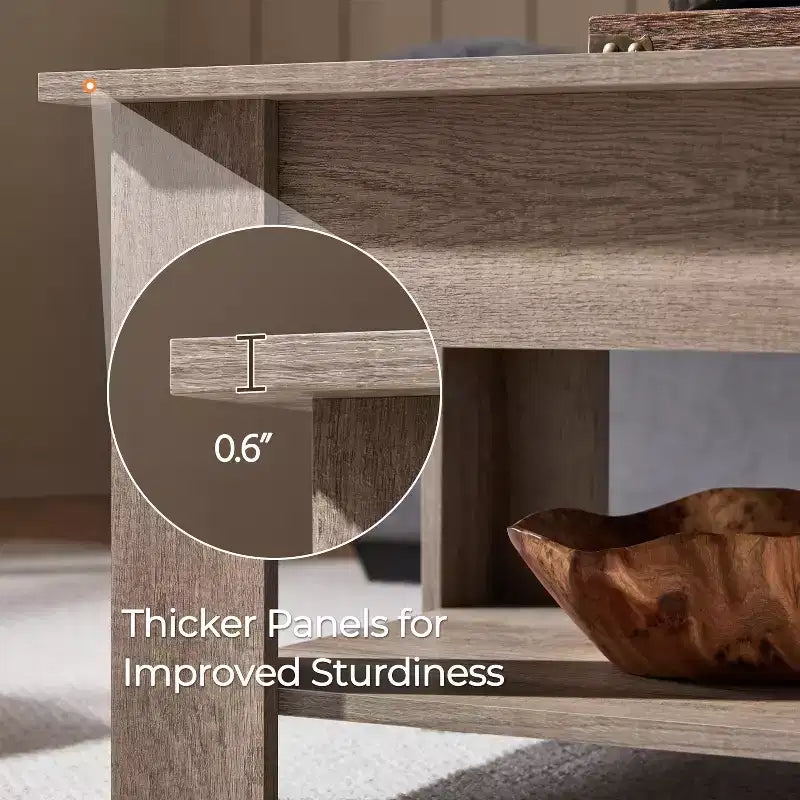Yaheetech Modern Lift Top Vintage Coffee Table Accent Table w/Hidden Compartment & Storage For Home, Living Room, Reception Room, Office