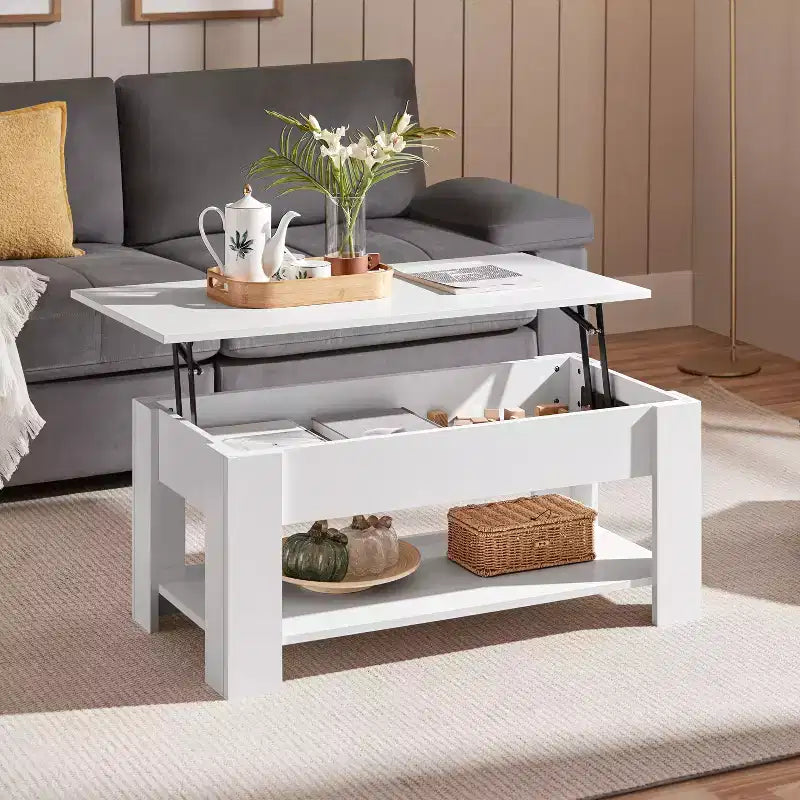 Yaheetech Modern Lift Top Vintage Coffee Table Accent Table w/Hidden Compartment & Storage For Home, Living Room, Reception Room, Office