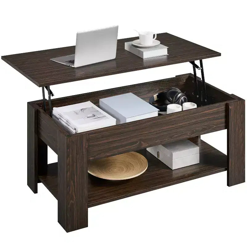 Yaheetech Modern Lift Top Vintage Coffee Table Accent Table w/Hidden Compartment & Storage For Home, Living Room, Reception Room, Office