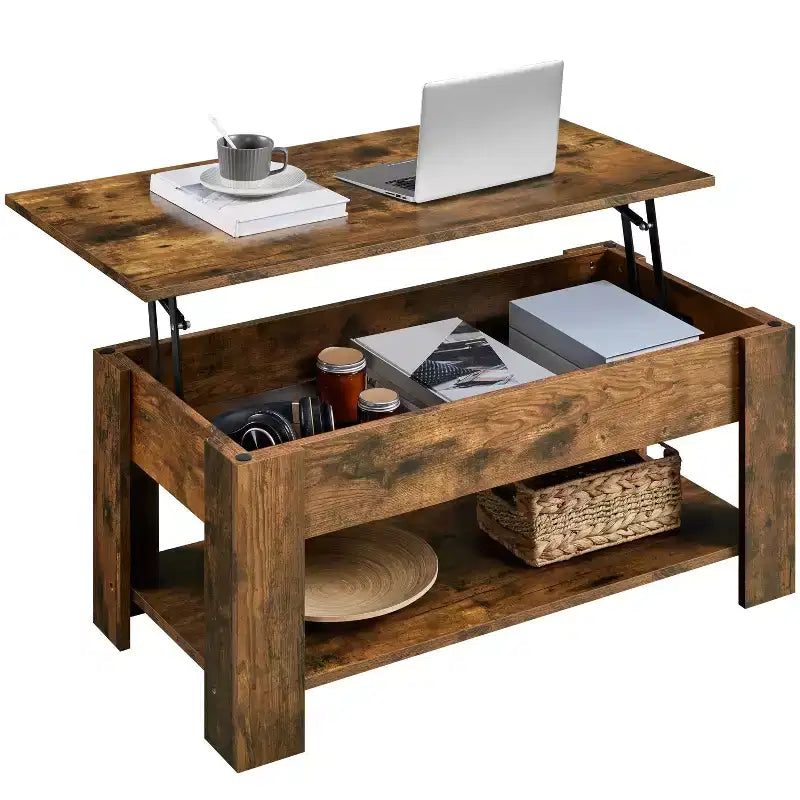 Yaheetech Modern Lift Top Vintage Coffee Table Accent Table w/Hidden Compartment & Storage For Home, Living Room, Reception Room, Office