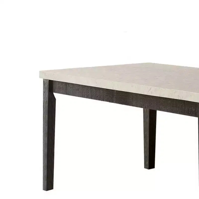Nolan Dining Table White Marble/Salvage Dark Oak - Acme Furniture