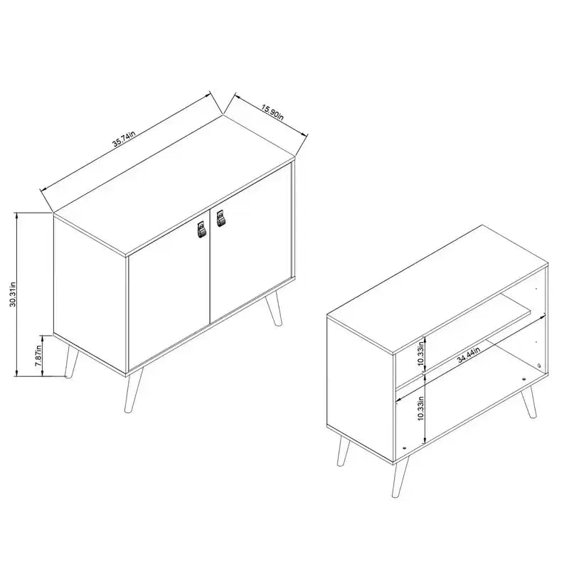 Amber Accent Faux Leather Handles Cabinet - Manhattan Comfort