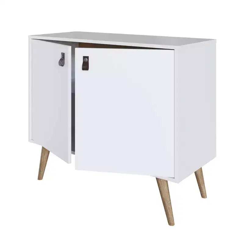 Amber Accent Faux Leather Handles Cabinet - Manhattan Comfort