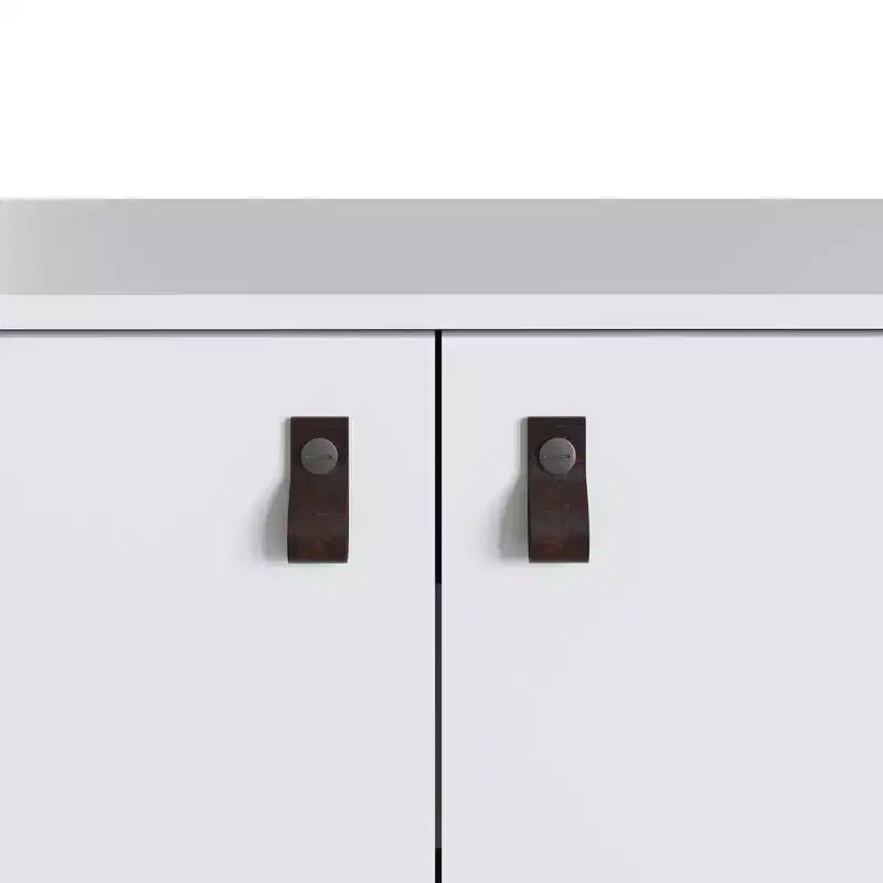 Amber Accent Faux Leather Handles Cabinet - Manhattan Comfort