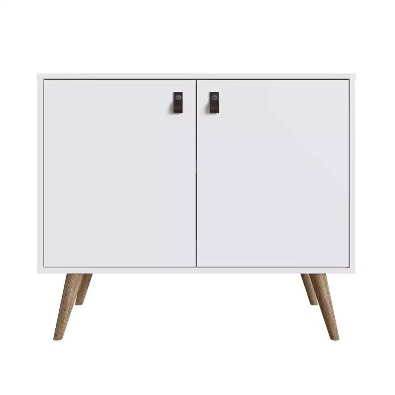 Amber Accent Faux Leather Handles Cabinet - Manhattan Comfort