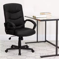 Emma and Oliver Mid-Back Black LeatherSoft Three Line Horizontal Stitch Swivel Office Chair