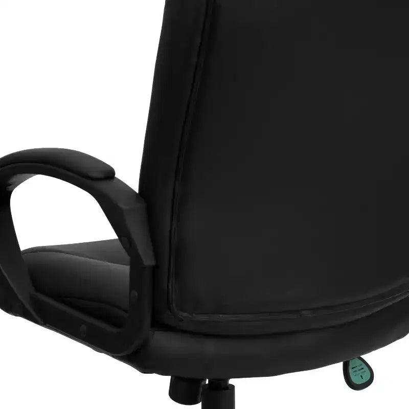 Emma and Oliver Mid-Back Black LeatherSoft Three Line Horizontal Stitch Swivel Office Chair