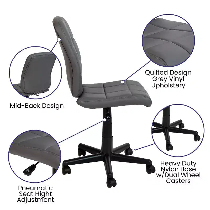 Emma and Oliver Mid-Back Quilted Vinyl Swivel Task Office Chair