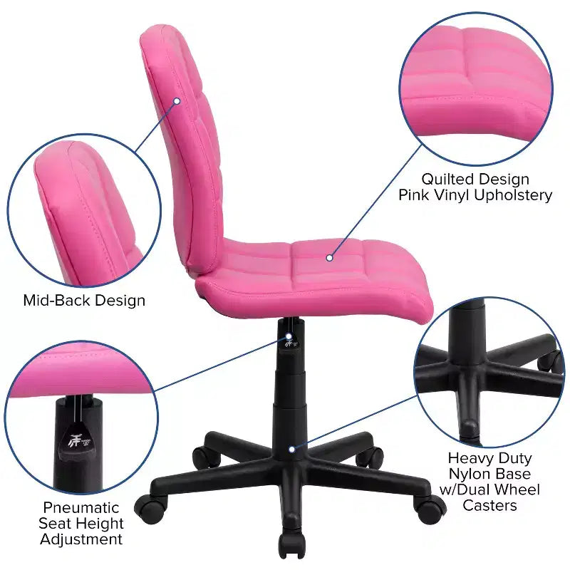 Emma and Oliver Mid-Back Quilted Vinyl Swivel Task Office Chair