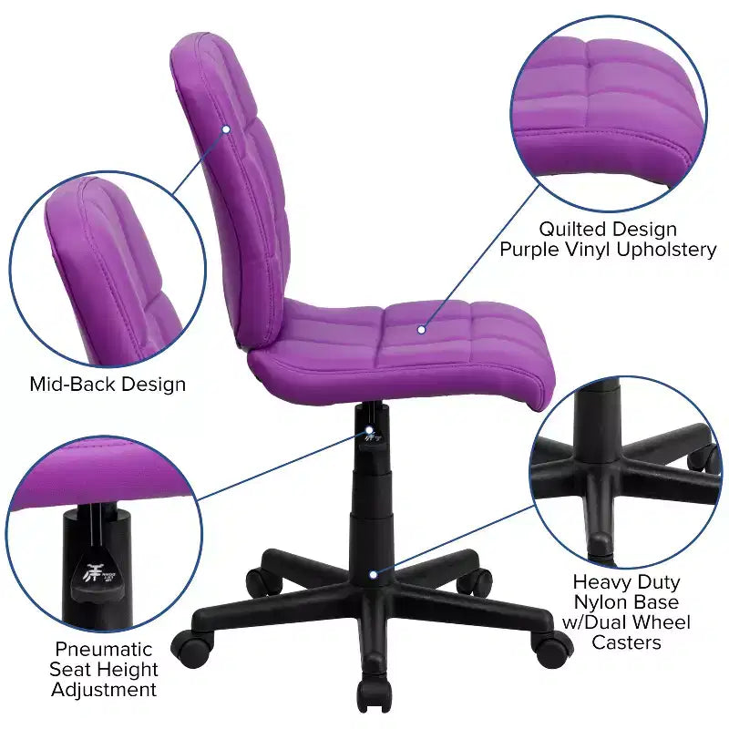 Emma and Oliver Mid-Back Quilted Vinyl Swivel Task Office Chair