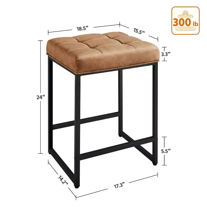 Yaheetech 24 H Backless Upholstered Bar Stools Set of 2 for Kitchen Counter