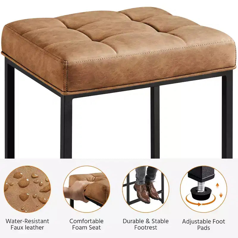 Yaheetech 24 H Backless Upholstered Bar Stools Set of 2 for Kitchen Counter