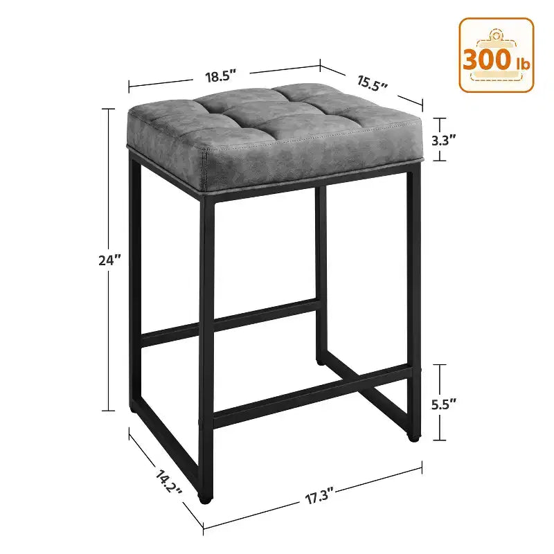 Yaheetech 24 H Backless Upholstered Bar Stools Set of 2 for Kitchen Counter