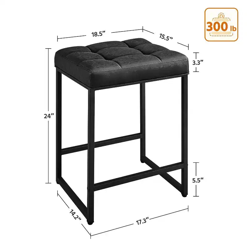 Yaheetech 24 H Backless Upholstered Bar Stools Set of 2 for Kitchen Counter