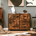 Costway 6 Drawer Dresser Fabric Storage Tower w/wooden Top Chest Organizer Rustic Brown