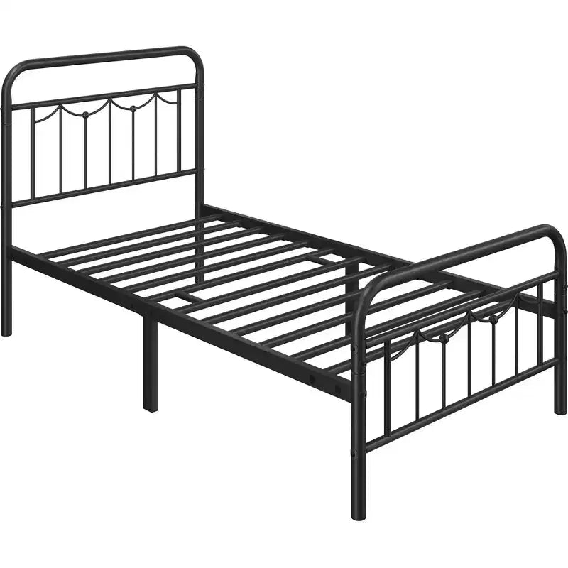 Yaheetech Metal Platform Bed Frame with Vintage Headboard and Footboard