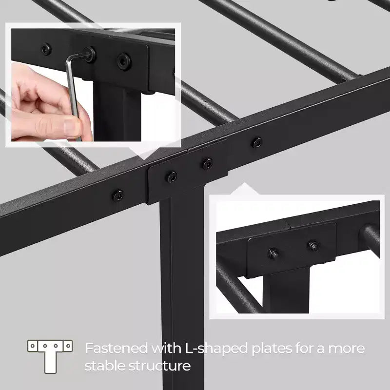 Yaheetech Metal Platform Bed Frame with Vintage Headboard and Footboard