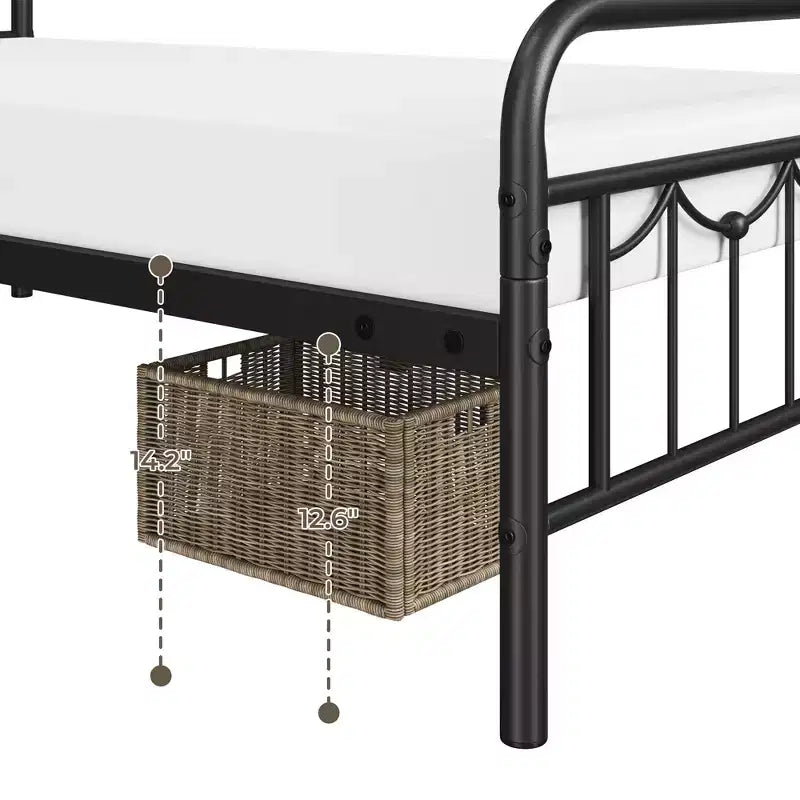Yaheetech Metal Platform Bed Frame with Vintage Headboard and Footboard