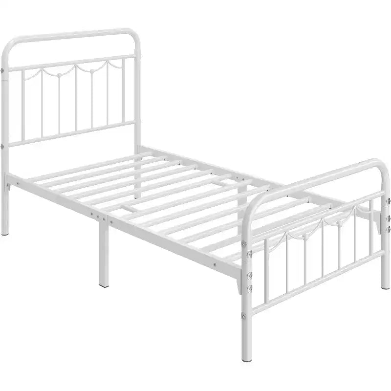 Yaheetech Metal Platform Bed Frame with Vintage Headboard and Footboard