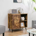 Costway Mid-century Storage Door Cabinet Cupboard w/4 Legs Adjustable Shelf Rustic Brown