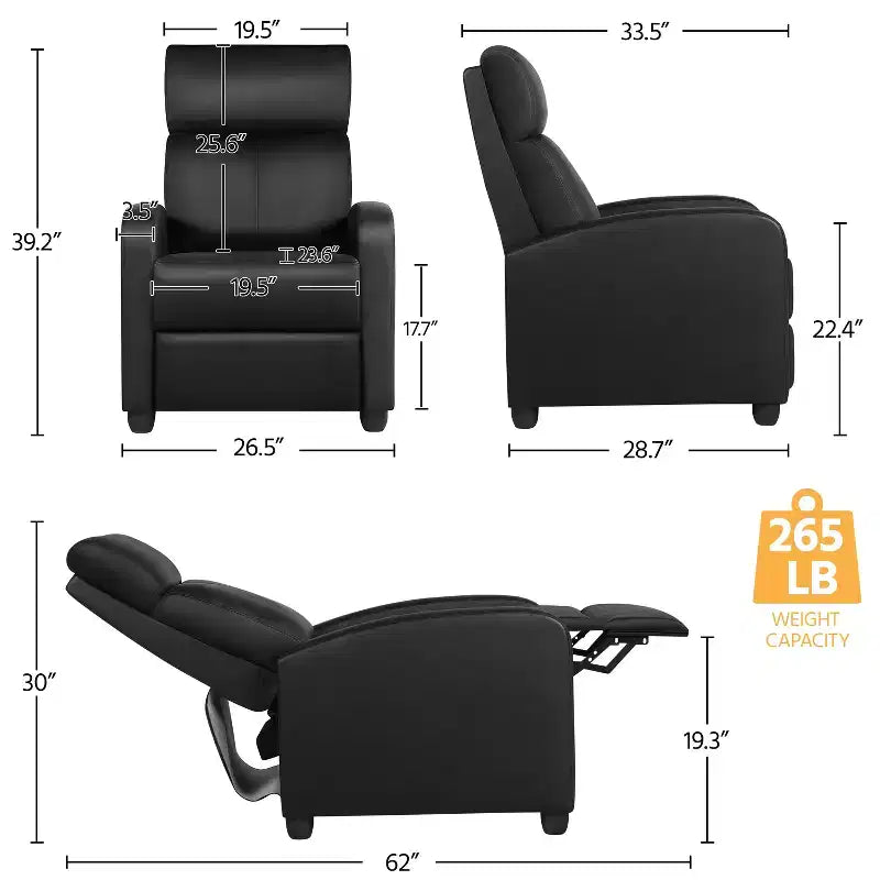 Yaheetech Adjustable Recliner Chair PU Leather Upholstered for Living Room