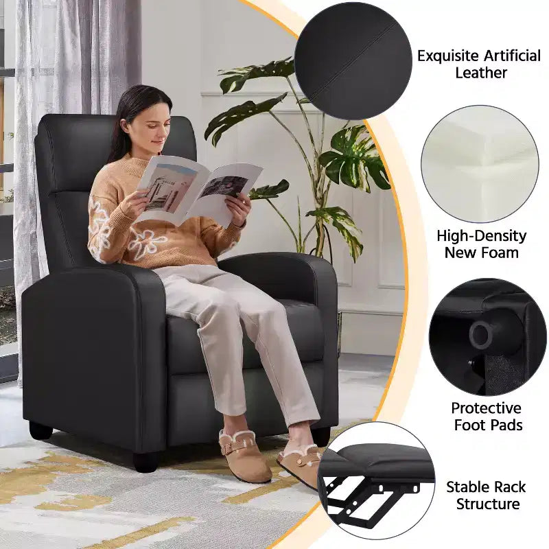 Yaheetech Adjustable Recliner Chair PU Leather Upholstered for Living Room