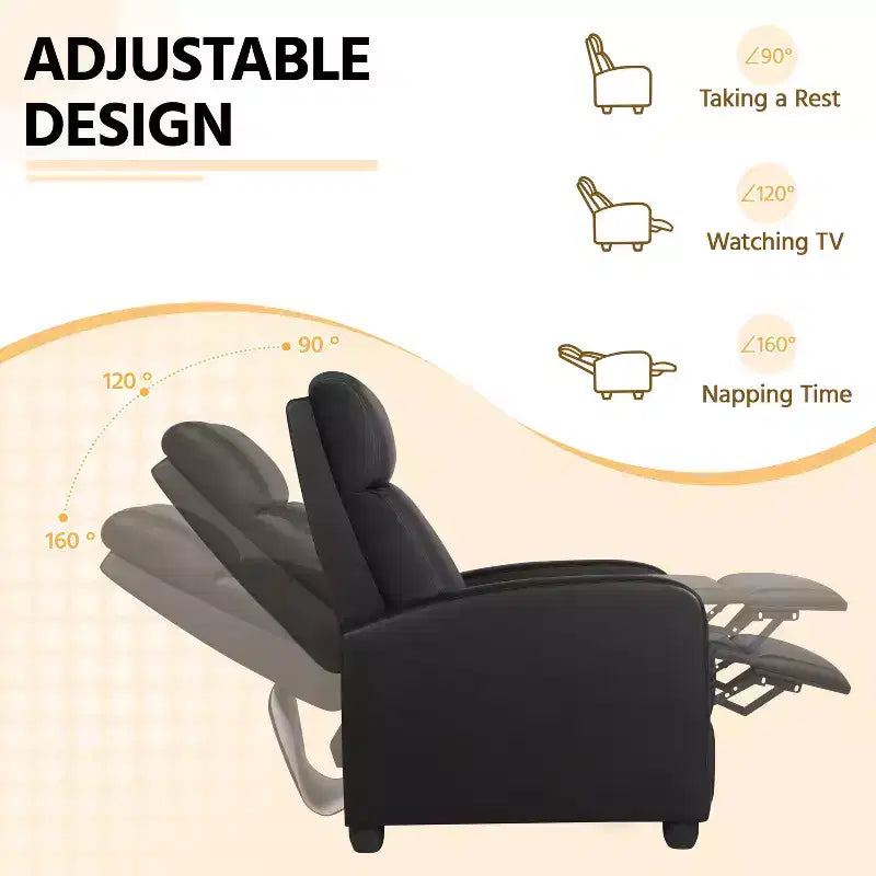 Yaheetech Adjustable Recliner Chair PU Leather Upholstered for Living Room
