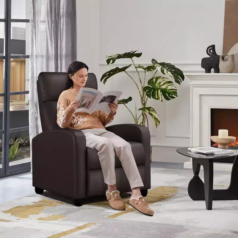 Yaheetech Adjustable Recliner Chair PU Leather Upholstered for Living Room