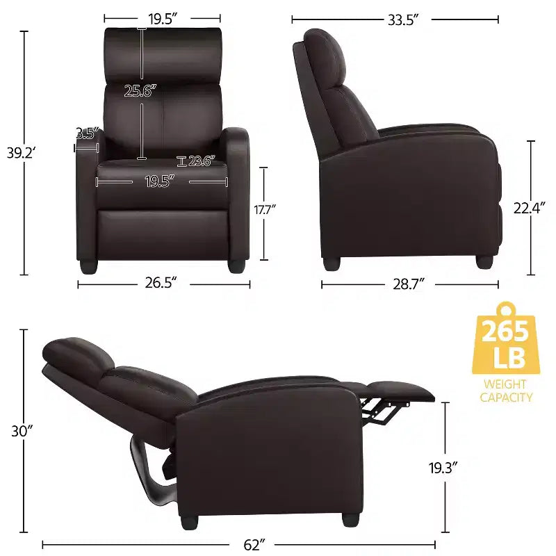 Yaheetech Adjustable Recliner Chair PU Leather Upholstered for Living Room