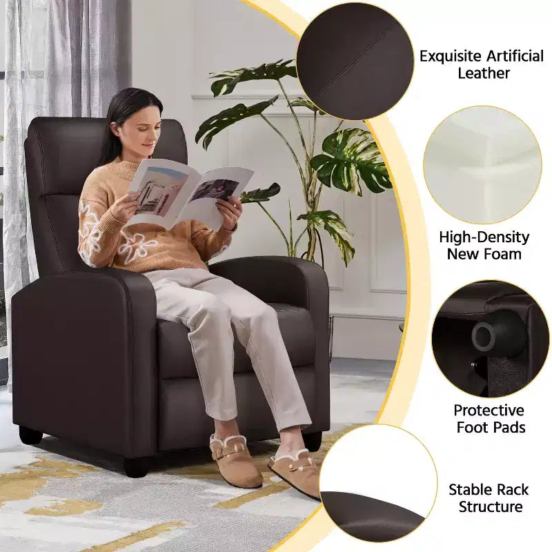 Yaheetech Adjustable Recliner Chair PU Leather Upholstered for Living Room