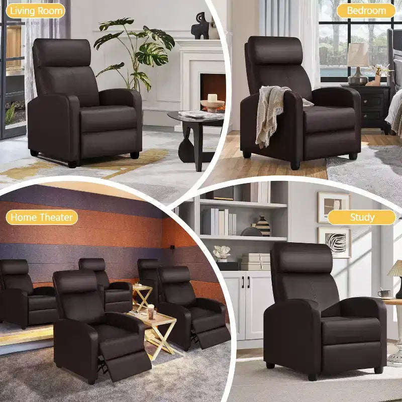 Yaheetech Adjustable Recliner Chair PU Leather Upholstered for Living Room