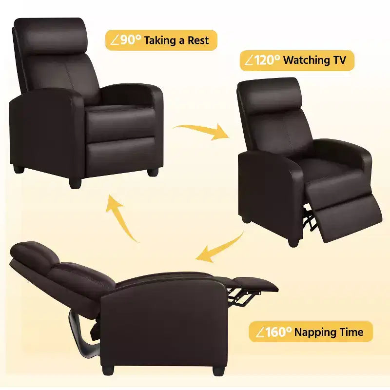 Yaheetech Adjustable Recliner Chair PU Leather Upholstered for Living Room