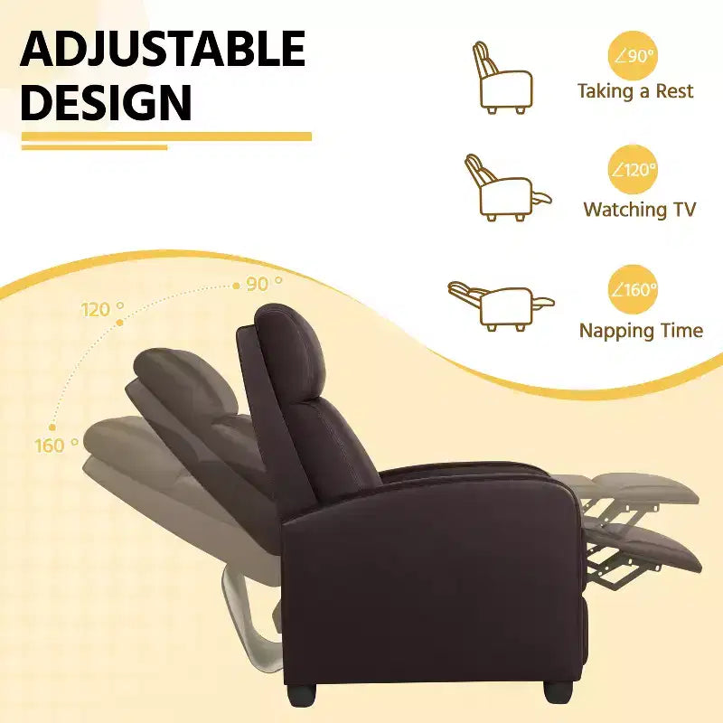 Yaheetech Adjustable Recliner Chair PU Leather Upholstered for Living Room