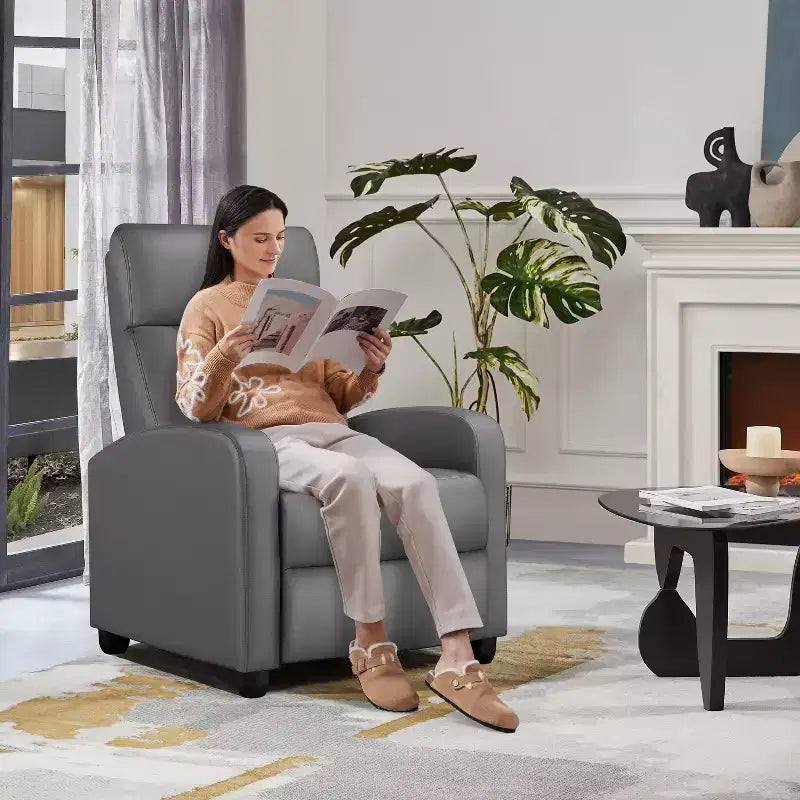 Yaheetech Adjustable Recliner Chair PU Leather Upholstered for Living Room