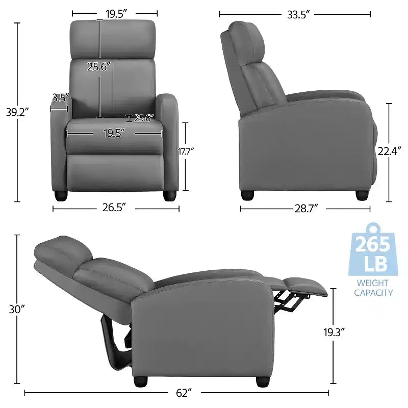 Yaheetech Adjustable Recliner Chair PU Leather Upholstered for Living Room