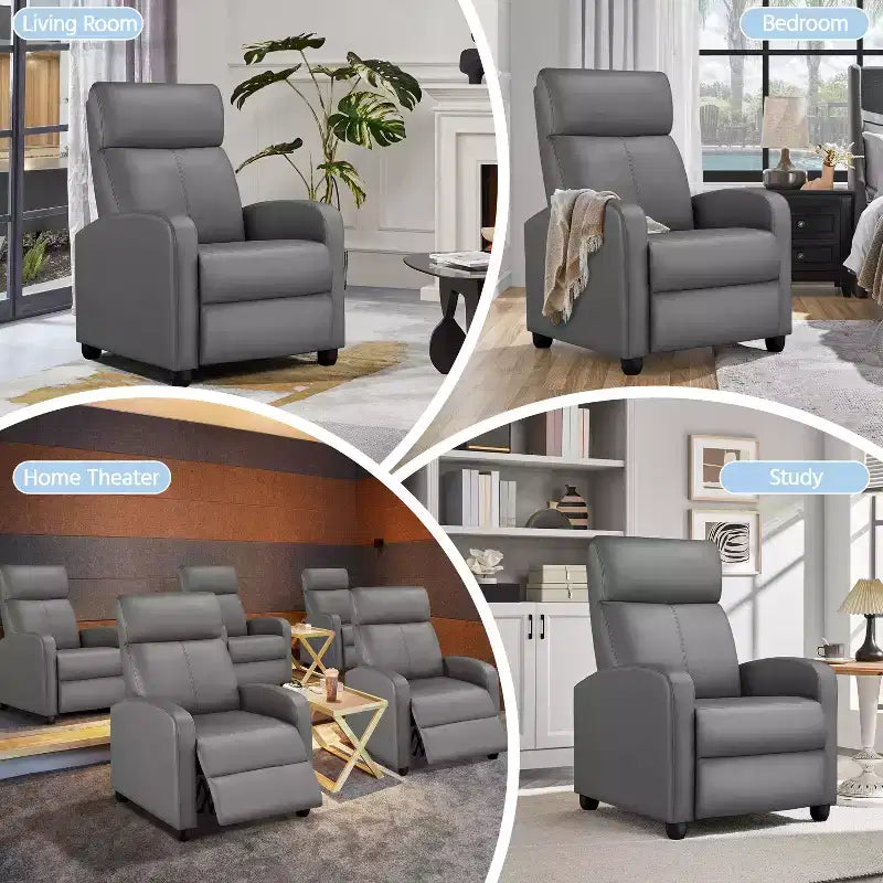 Yaheetech Adjustable Recliner Chair PU Leather Upholstered for Living Room