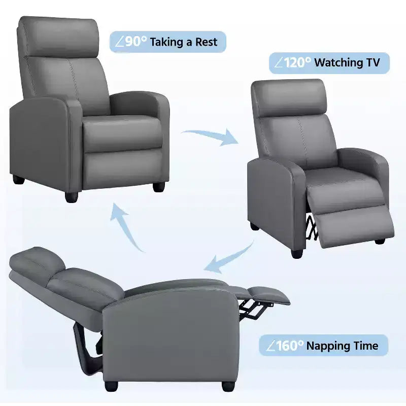 Yaheetech Adjustable Recliner Chair PU Leather Upholstered for Living Room