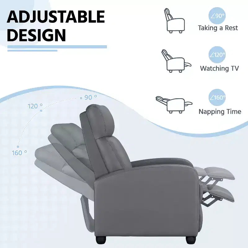 Yaheetech Adjustable Recliner Chair PU Leather Upholstered for Living Room