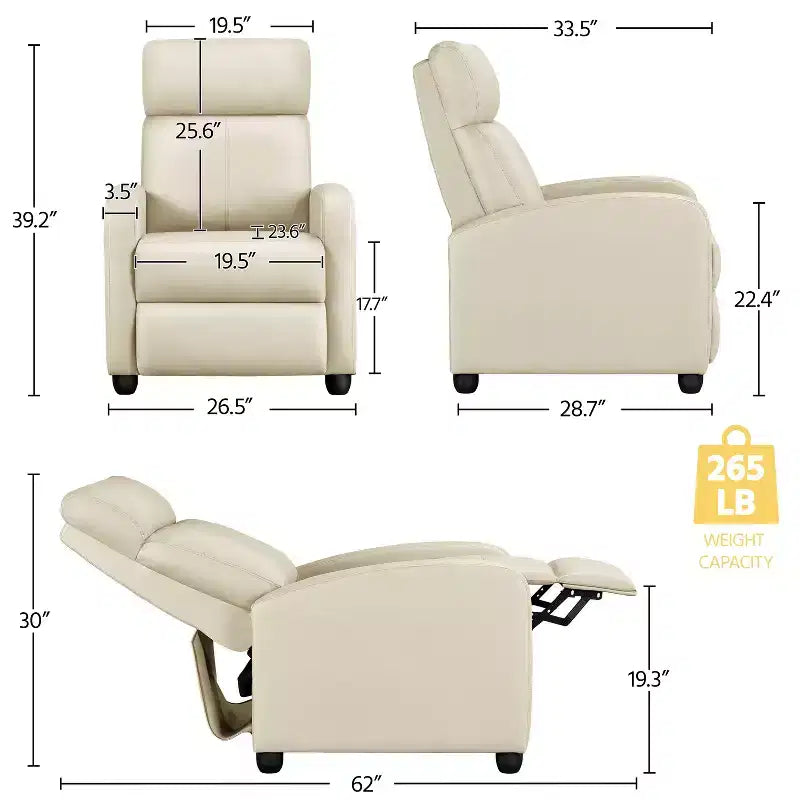 Yaheetech Adjustable Recliner Chair PU Leather Upholstered for Living Room